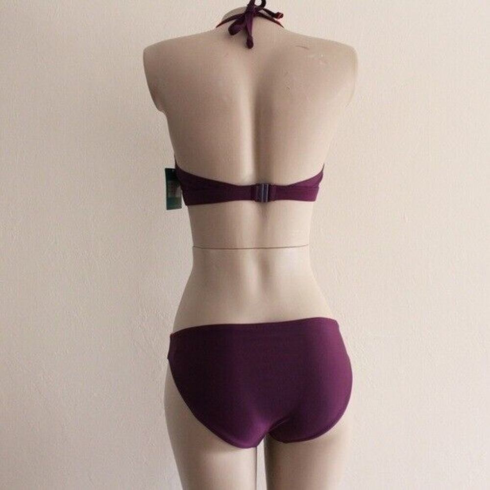 Seekers Australia Berry Red Whipstitch High Neck Halter Bikini Set Sz 8 US - Picture 2 of 3